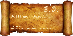 Bollinger Dezső névjegykártya